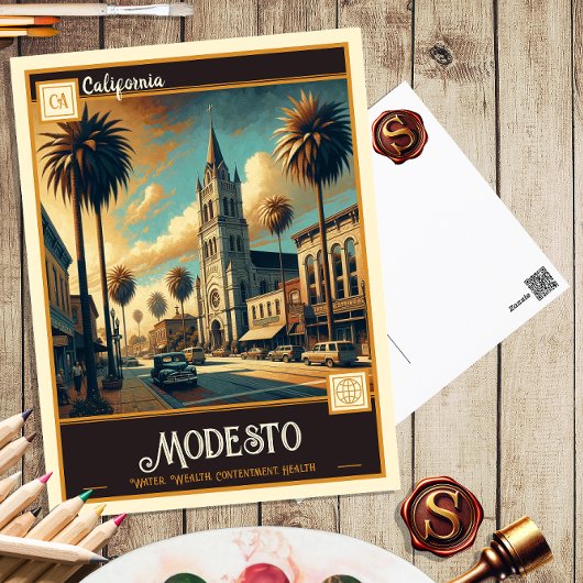 Modesto, Kalifornien | Vintage Postkarte