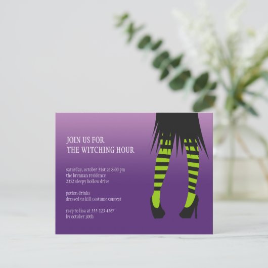 Modewitscherung Hexenkrautbeine Halloween-Party Einladung (Stehend Vorderseite)