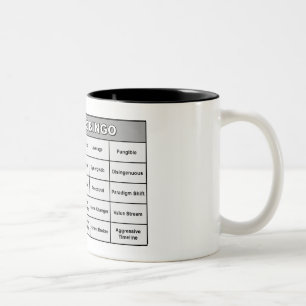 Modewort-Bingo-Tasse Zweifarbige Tasse