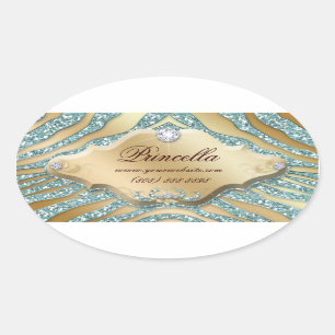 Modezebra-Aufkleber-Schmuck-Schein-aquamarines Ovaler Aufkleber