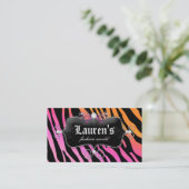 Modezebra-Schmuck-moderne rosa Orange Visitenkarte (Stehend Vorderseite)