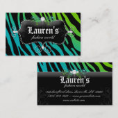 Modezebra-Schmuck-modernes blaues Grün Visitenkarte (Vorne/Hinten)