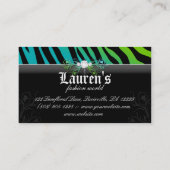 Modezebra-Schmuck-modernes blaues Grün Visitenkarte (Rückseite)