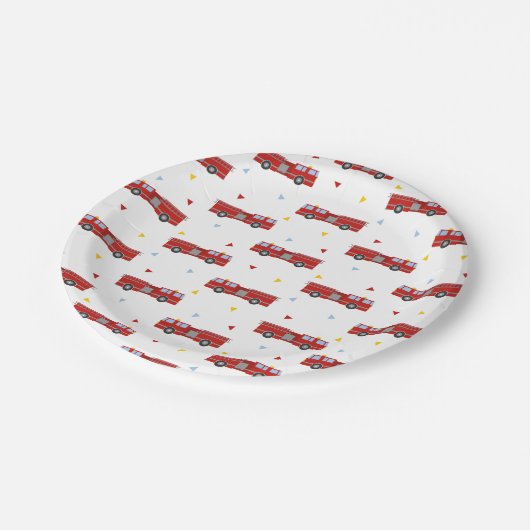 Modfiretruck-Party-Muster Pappteller (Schrägansicht)