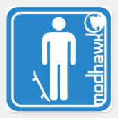 modhawk Skater blau Quadratischer Aufkleber (Vorderseite)