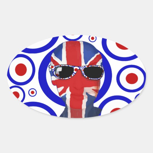 Modhead Retro 60er Kunst Oval Stickers (Vorderseite)
