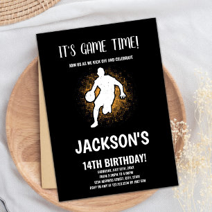 Modifizierbare Boys Sports Party Card mit schwarze Einladung