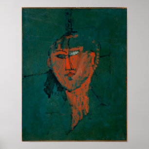 Modigliani Abstrakt Orange Green Art Print Poster