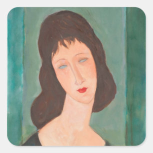 Modigliani Amedeo Portrait Quadratischer Aufkleber