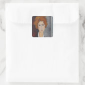 Modigliani Amedeo Portrait Quadratischer Aufkleber (Tasche)
