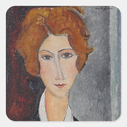 Modigliani Amedeo Portrait Quadratischer Aufkleber (Vorderseite)