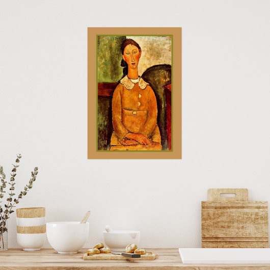 Modigliani - Ein Mädchen in einem gelben Kleid Poster (Küche)