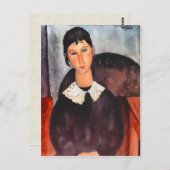 Modigliani Elvira mit weißem Collar Postkarte (Vorne/Hinten)