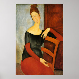 Modigliani Frau auf rotem Stuhl Druck Modernist Poster