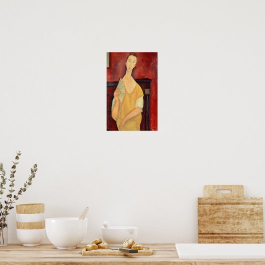 Modigliani Frau mit Fan Modern Art Print Poster (Küche)