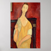 Modigliani Frau mit Fan Modern Art Print Poster (Vorne)