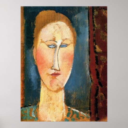 Modigliani - Frauenkopf mit rotem Haar Poster (Vorne)