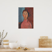 Modigliani Girl with Braids Modern Art Print Poster (Küche)