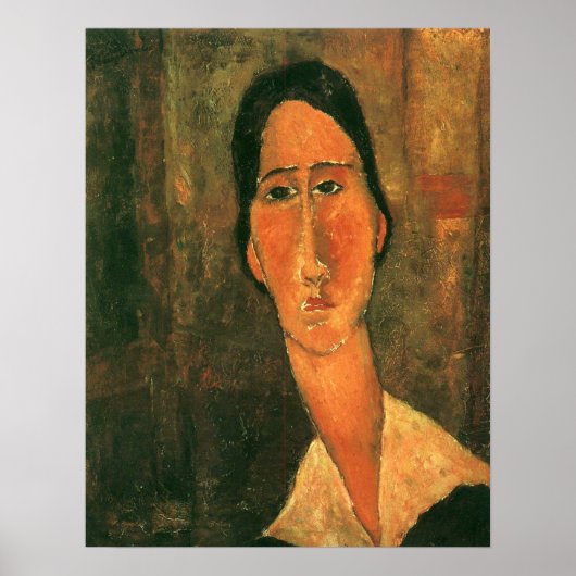 Modigliani - Jeanne H Buterne mit einem weißen Col Poster (Vorne)