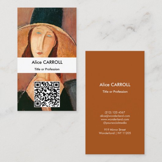 Modigliani - Jeanne Hebuterne Large Hat - QR Code Visitenkarte (Vorne/Hinten)