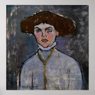 Modigliani - Kopf einer jungen Frau 1908 Poster