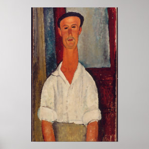 Modigliani Man in White Shirt Modern Art Print Poster
