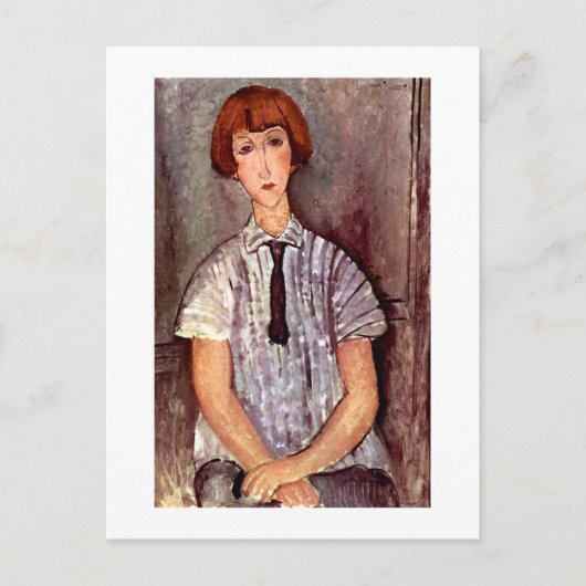 Modigliani portrait Young Girl in Striped Blouse Postkarte (Vorderseite)