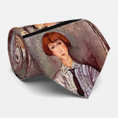 Modigliani Porträt junges Mädchen in gestreifter Krawatte (Gerollt)