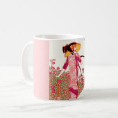 Modisch Art Déco Dame im Rose Garden Kaffeetasse (Vorderseite Links)