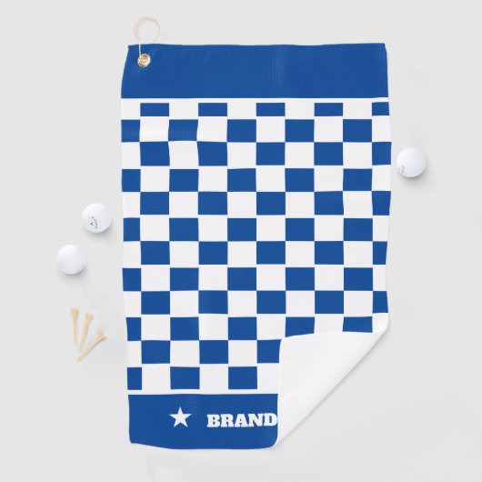 Modisch blaues, weißes, kariertes Muster und Stars Golfhandtuch (Insitu)