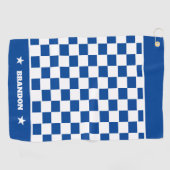 Modisch blaues, weißes, kariertes Muster und Stars Golfhandtuch (Horizontal)