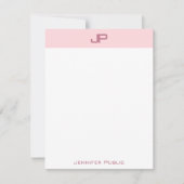 Modisch blush rosa Monogram Simple Template Trendy Mitteilungskarte (Vorderseite)