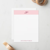 Modisch blush rosa Monogram Simple Template Trendy Mitteilungskarte (Vorderseite/Rückseite Beispiel)