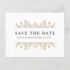 Modisch elegant Gold Leaf Chic Save the Date Ankündigungspostkarte