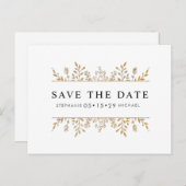 Modisch elegant Gold Leaf Chic Save the Date Ankündigungspostkarte (Vorne/Hinten)