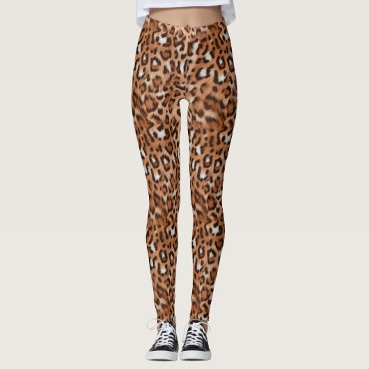 Modisch, fierce, braun, weiß und schwarz Leopard Leggings (Vorderseite)