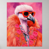 Modisch Flamingo Funky Art Print Poster (Vorne)