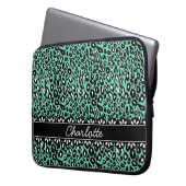 Modisch geprägter Minze Leopard Print and Lace Laptopschutzhülle (Vorderseite Links)