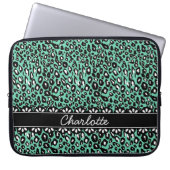 Modisch geprägter Minze Leopard Print and Lace Laptopschutzhülle (Vorderseite)