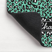 Modisch geprägter Minze Leopard Print and Lace Mousepad (Ecke)