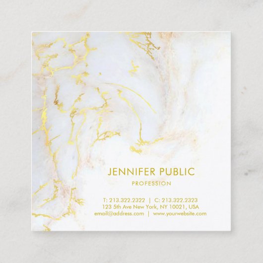 Modisch-goldenes Marmor-Template Quadratische Visitenkarte (Rückseite)