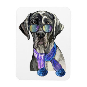 Modisch: Great Dane Hipster Throw Kissen Magnet