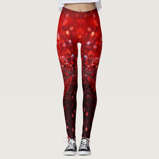 Modisch mit rotem Glitzer Leggings (Vorderseite)