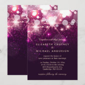 Modisch rosa Glitzer Glitzern Stilvolle Hochzeit Einladung (Vorne/Hinten)