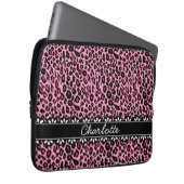 Modisch rosa Leopard Print and Lace Laptopschutzhülle (Vorne Rechts)