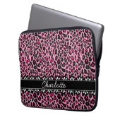 Modisch rosa Leopard Print and Lace Laptopschutzhülle (Vorderseite Links)
