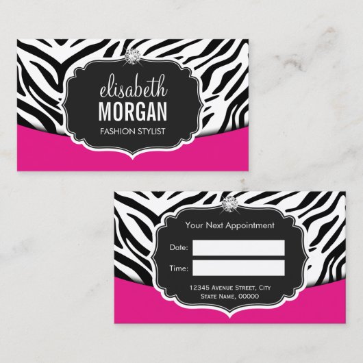 Modisch rosa schwarz Zebra Print Termin (Vorne/Hinten)