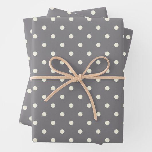 Modisch Titanium Gray, White Polka Dot Pattern Geschenkpapier Set (Beispiel)