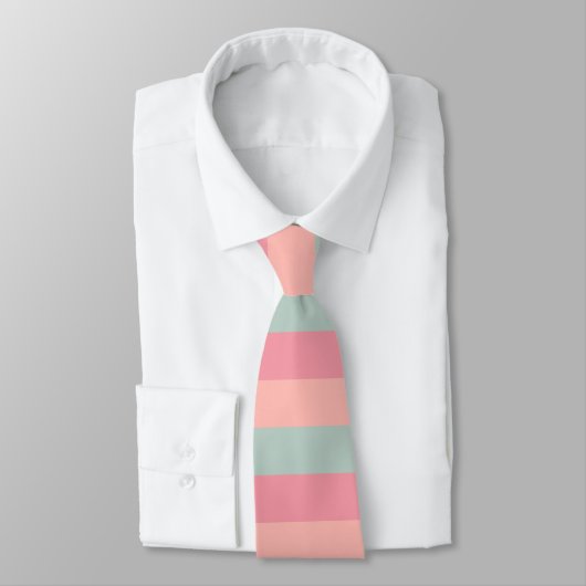 Modisch-trendy Peach Aquamarin Color Stripes Niedl Krawatte (Gebunden)
