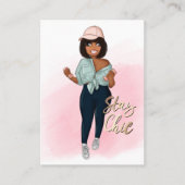 Modische Afro Fitness Instructor Girl Business Visitenkarte (Vorderseite)